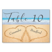 シックダスティブルービーチ結婚式2ハートインサンド テーブルナンバー (正面)