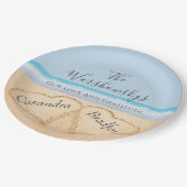 シックダスティブルービーチ結婚式2ハートインサンド ペーパープレート (アングル)