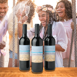 シックダスティブルービーチ結婚式2ハートサンド ワインラベル