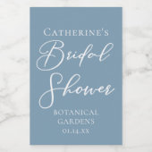 シックダスティブルーブライダルシャワーホワイトパーソナライズされた ワインラベル (シングルラベル)