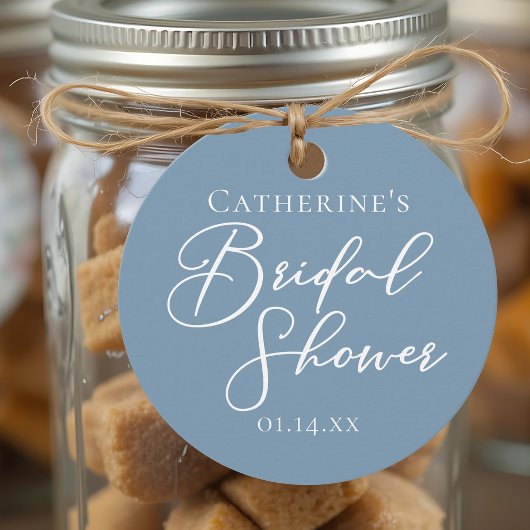 シックダスティブルーブライダルシャワー パーソナライズされた フェイバータグ