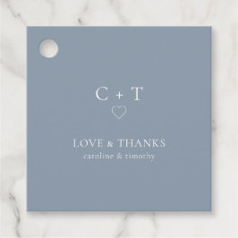 シックダスティブルー結婚ズサンキューメッセージカード フェイバータグ