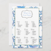 シックダスティブルー赤面バラブライダルシャワーゲーム 招待状 (正面)