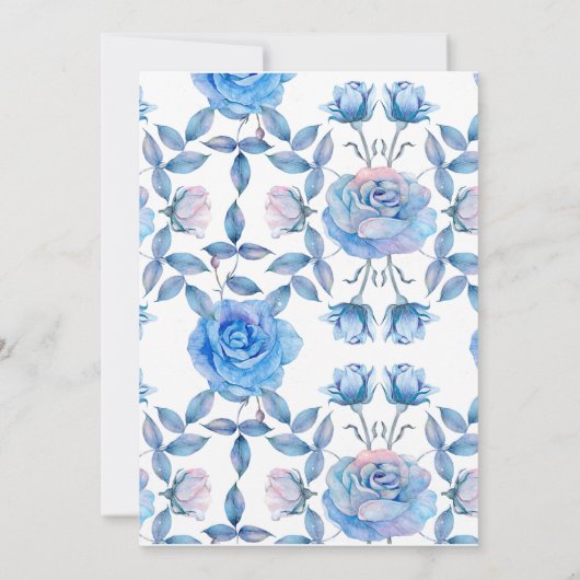 シックダスティブルー赤面バラブライダルシャワーゲーム 招待状 (裏面)