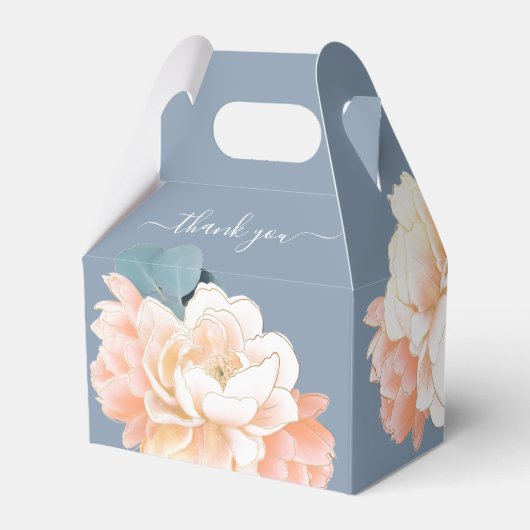 シックダスティブルー赤面金ゴールドピーチフローラ結婚ズ フェイバーボックス (裏面サイド)