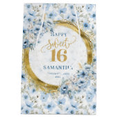 シックダスティブルーSweet sixteen金ゴールドグリッターバッグセット ミディアムペーパーバッグ (裏面)