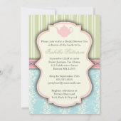 シックダマスク&ストライプブライダルシャワーティー招待状 招待状 (裏面)