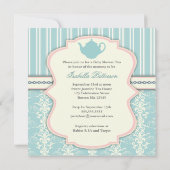 シックダマスク&ストライプベビーシャワーティー招待状 招待状 (裏面)