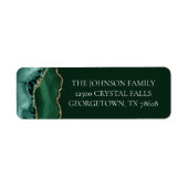 シックダークグリーン金ゴールドアゲート差出人住所 ラベル (正面)