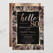 シックダークバラブラック80th誕生日 招待状 (正面/裏面)