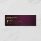 シックダークパープル&金ゴールド公証人鍵ラグジュアリー スキニー名刺 (裏面)