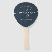 シックダークブルー結婚式 プログラムファン ハンドファン (正面)