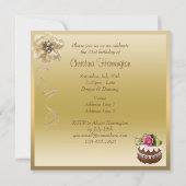 シックチョコレートケーキ&バラ金ゴールド誕生パーティー 招待状 (裏面)