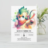 シックチルドレンズモンキー誕生日 招待状 (スタンド正面)