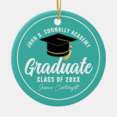 シックティール（緑がかった色）カスタム卒業クリスマス セラミックオーナメント (正面)