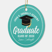 シックティール（緑がかった色）カスタム卒業クリスマス セラミックオーナメント (左)