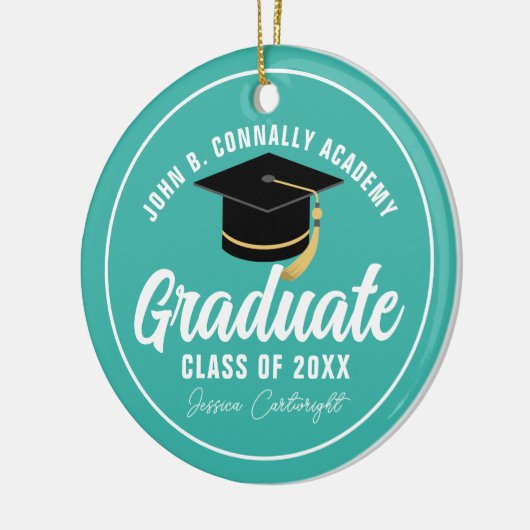 シックティール（緑がかった色）カスタム卒業クリスマス セラミックオーナメント (左)
