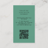 シックティール（緑がかった色）ググラデーションリーンクラシックモノグラムQRコード 名刺 (裏面)