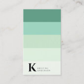 シックティール（緑がかった色）ググラデーションリーンクラシックモノグラムQRコード 名刺 (正面)