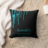 シックティール（緑がかった色）グリッタードリップススイーツ16誕生日 クッション (ブランケット)