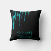 シックティール（緑がかった色）グリッタードリップススイーツ16誕生日 クッション (裏面)