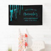 シックティール（緑がかった色）グリッタードリップススイーツ16誕生日 横断幕 (インサイチュ)