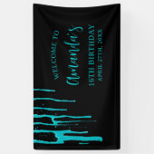 シックティール（緑がかった色）グリッタードリップススイーツ16誕生日 横断幕 (縦)