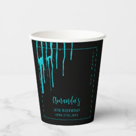 シックティール（緑がかった色）グリッタードリップススイーツ16誕生日 紙コップ