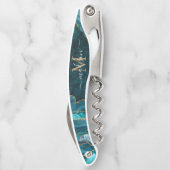 シックティール(緑がかった色)グリーン金ゴールドグリッターアゲートゲーデモノグラム ソムリエナイフ (裏面)