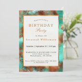 シックティール(緑がかった色)コッパー誕生日 招待状 (スタンド正面)