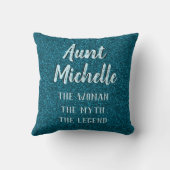 シックティール（緑がかった色）タイポグラフィ叔母さん クッション (裏面)
