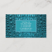 シックティール(緑がかった色)ターコイズアリゲータープリントアクアブルー 名刺 (裏面)