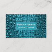 シックティール(緑がかった色)ターコイズアリゲータープリントアクアブルー 名刺 (正面)