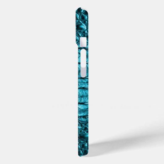 シックティール(緑がかった色)ターコイズアリゲータープリントアクアブルー Case-Mate iPhoneケース (裏面 / 左)