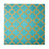 シックティール(緑がかった色)ターコイズモロッコクローバーパターン タイル (正面)