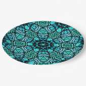 シックティール（緑がかった色）ターコイズレトロオリエンタルモザイクパターン ペーパープレート (アングル)