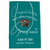 シックティール（緑がかった色）パーソナライズされた卒業党 ミディアムペーパーバッグ (正面)