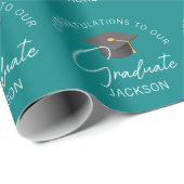 シックティール（緑がかった色）パーソナライズされた卒業 ラッピングペーパー (ロールコーナー)