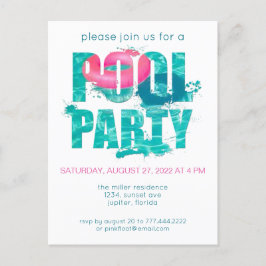 シックティール（緑がかった色）ピンクプールパーティースプラッシュ ポストカード