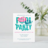 シックティール(緑がかった色)ピンクプールパーティースプラッシュ ポストカード (スタンド正面)