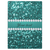 シックティール（緑がかった色）フェイクグリッターとダイヤ クリップボード (裏面)