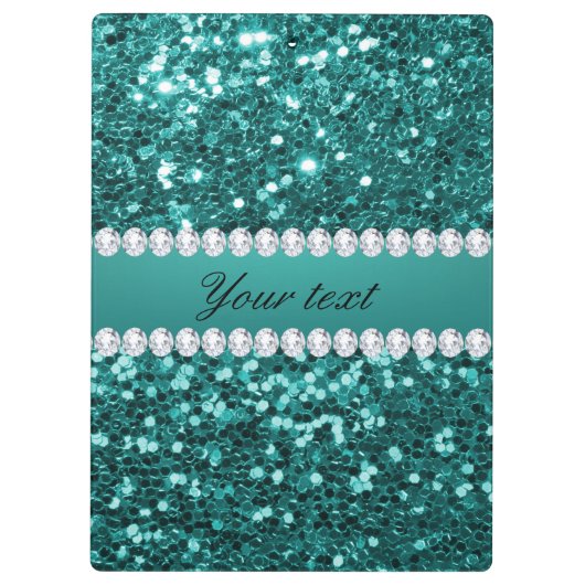 シックティール(緑がかった色)フェイクグリッターとダイヤ クリップボード (裏面)
