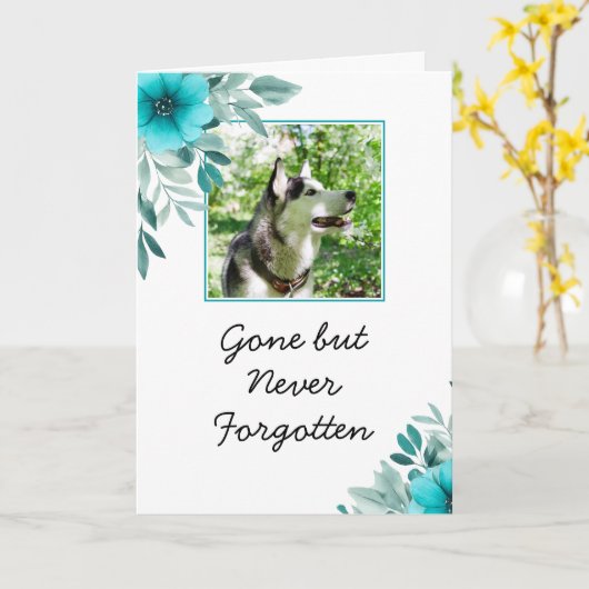 シックティール(緑がかった色)フラワーズペットフォト悔やみや弔慰 カード (黄色い花)