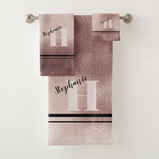 シックティール(緑がかった色)ブラッシュドモノグラムのメタルエレガントバスT バスタオルセット (インサイチュ)