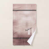 シックティール(緑がかった色)ブラッシュドモノグラムのメタルエレガントバスT バスタオルセット (ハンドタオル)