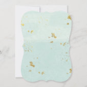 シックティール（緑がかった色）ブルーウォーターカラーバタフライブライダルシャワー 招待状 (裏面)