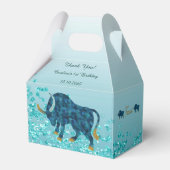 シックティール(緑がかった色)ブルーグリッター金ゴールドタウロス〔占星術の〕十二宮図誕生日 フェイバーボックス (正面サイド)