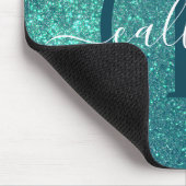 シックティール(緑がかった色)ブルースパエレガントークリーグリッターモノグラム マウスパッド (コーナー)