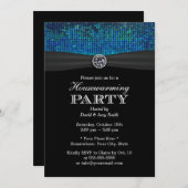 シックティール(緑がかった色)&ブルーパイラレットダイヤモンド引っ越し祝いパーティー 招待状 (正面/裏面)