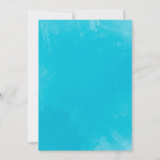 シックティール（緑がかった色）ブルーピーニーフラワーウェディングシャワー 招待状 (裏面)